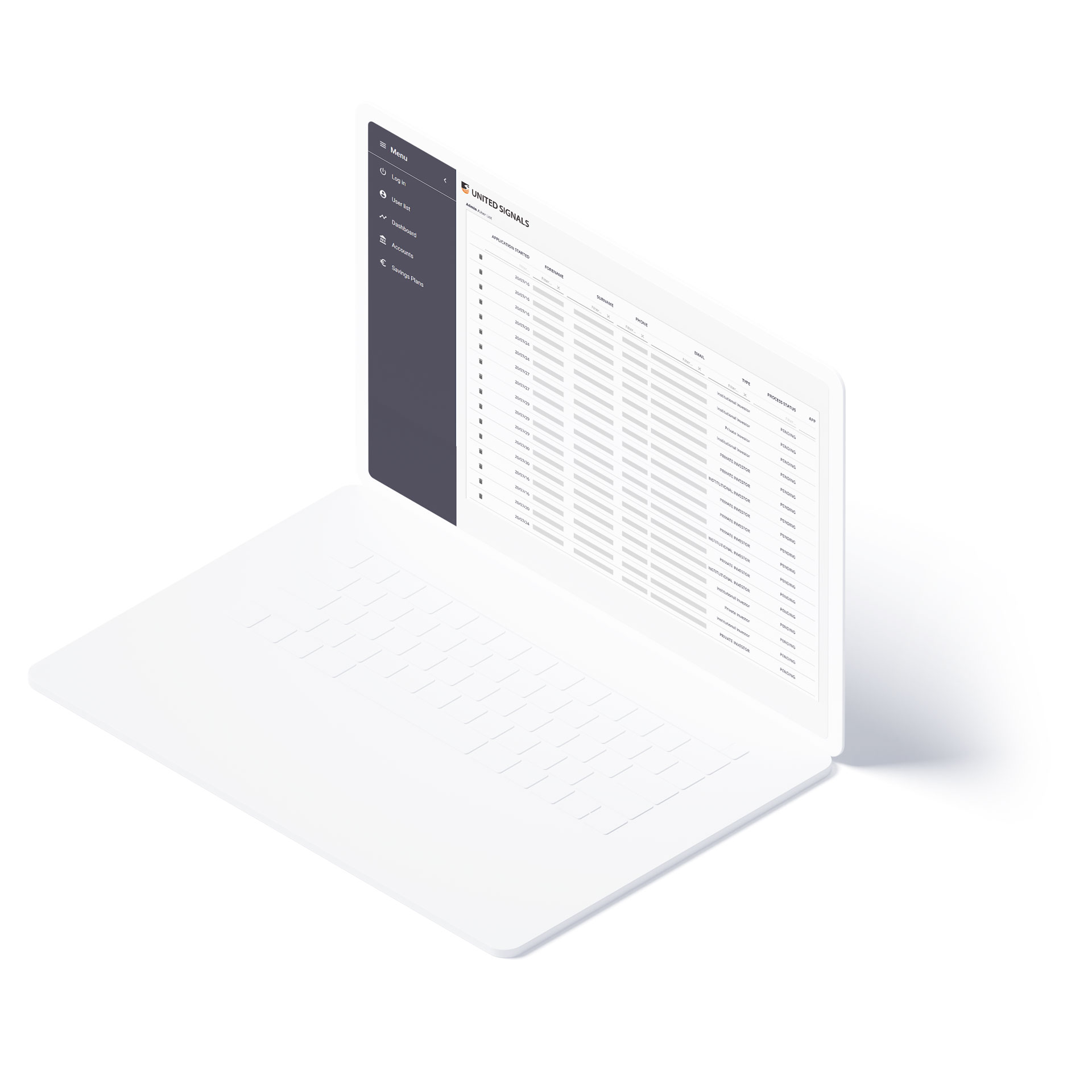 Kundenportal Mockup auf einem Laptop